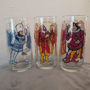 Burger King Collectable Glasses 1979 Set Of 3, Sir Shakes Alot,Duke+Wizard